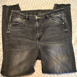 H&M Destroyed Black Super Skinny High Waist Ankle Length Jeans